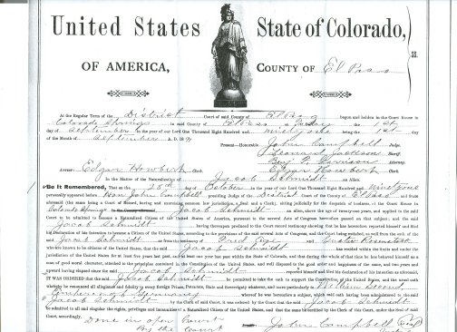 Certificate of Naturalization- Jacob Schmidt